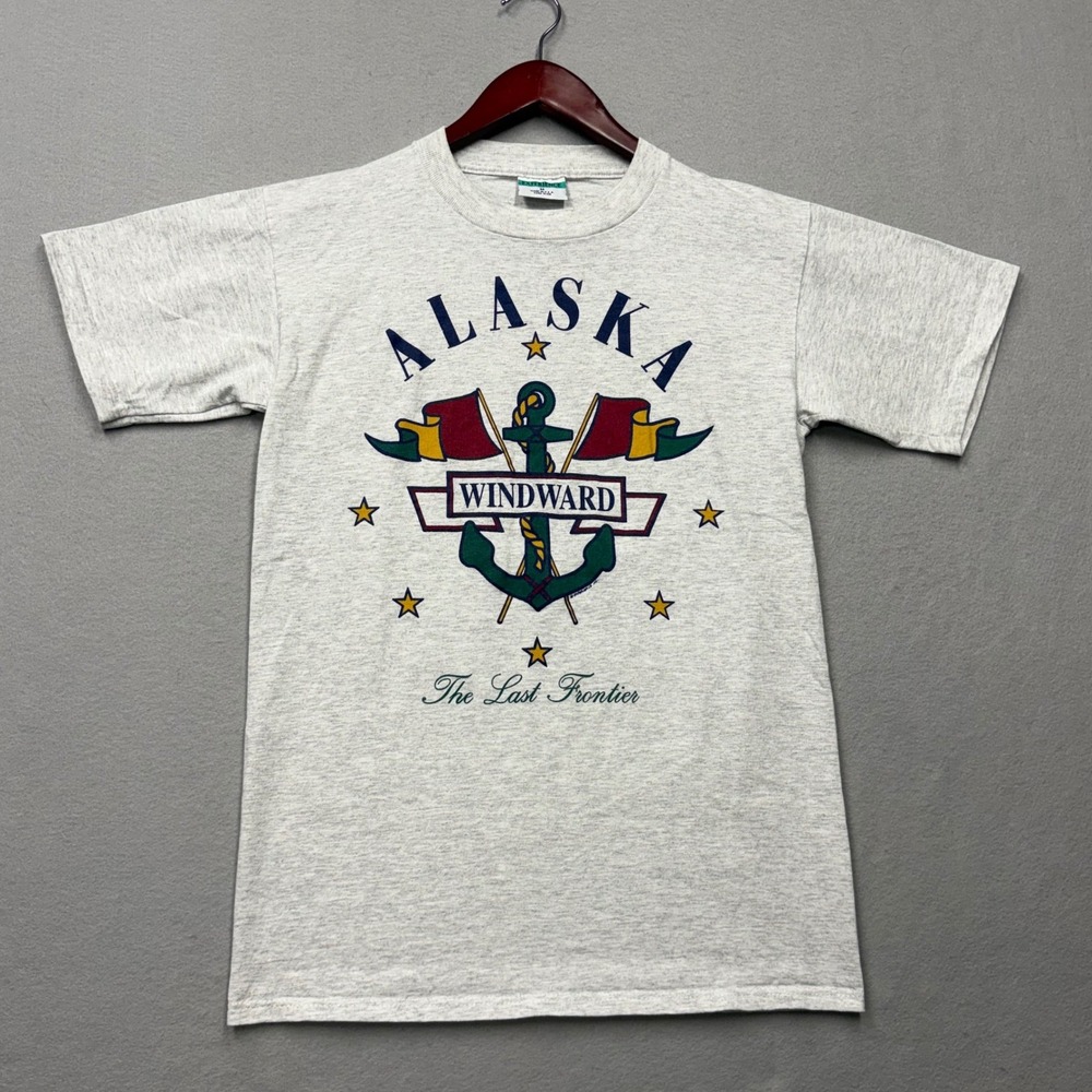 Experience T Shirt Mens M Gray Alaska Windward Vintage 90s Graphic Anchor Tee